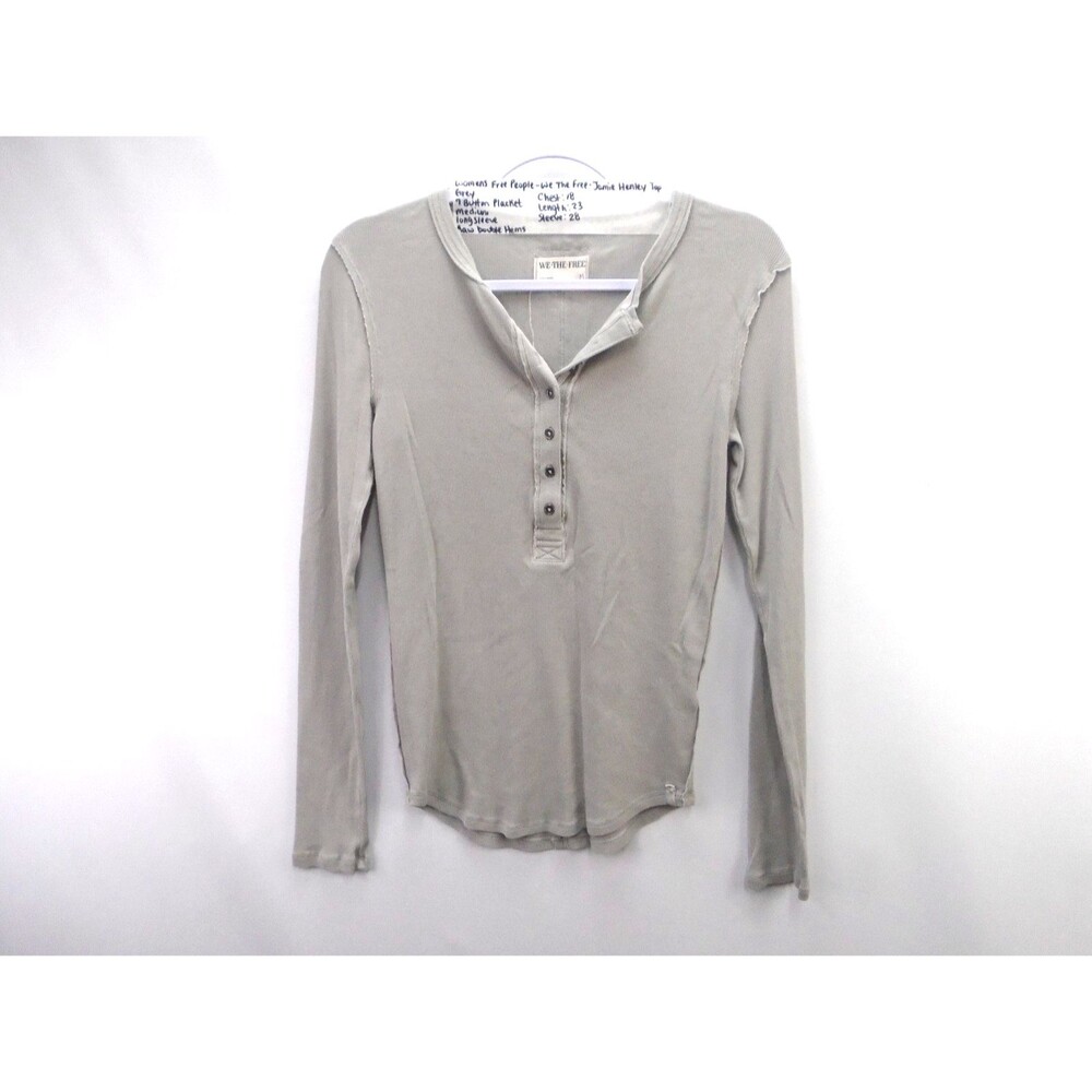 Free People We The Free Jamie Henley Top Womens Size M Quiet Grey Ribbed Knit